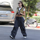 Women Vintage Street Cargo Jeans Casual Wide Leg Pants