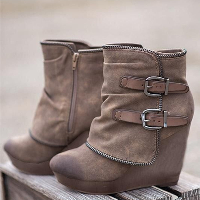 Female Booties With Wedge Heels Platform Boots Women Winter