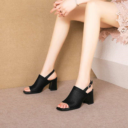 High Heel Fish Mouth Sandals Women Thick Heel  Toe Women's Shoes New Style Korean High Heels