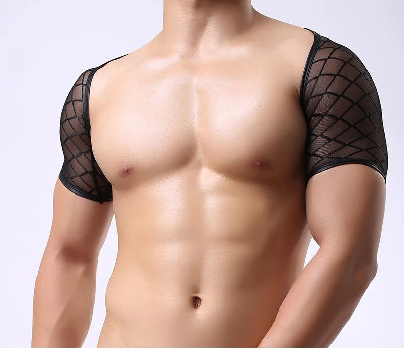 Fishnet Short Sleeve Crop Top