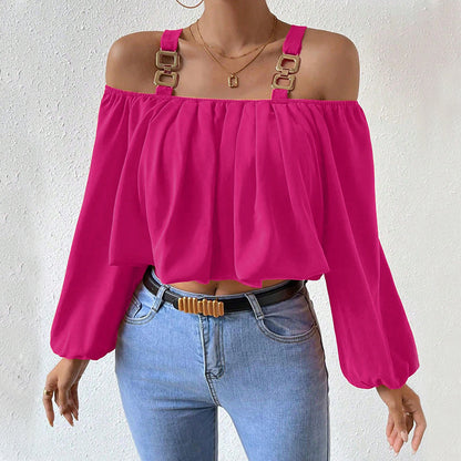 Women's Lantern Sleeve Loose Crop Top