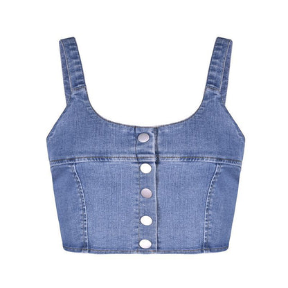 Jean strapless vest with suspenders