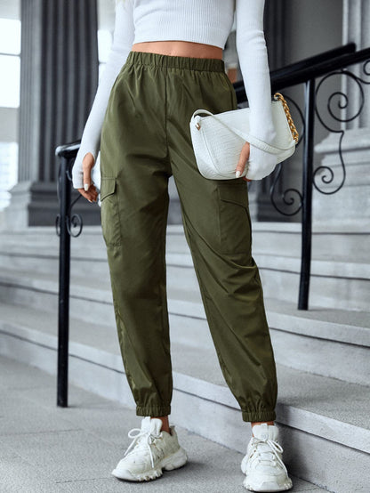 New Cargo Pants Fashion Casual Multi-pocket Elastic Waist Pencil Pants For Women