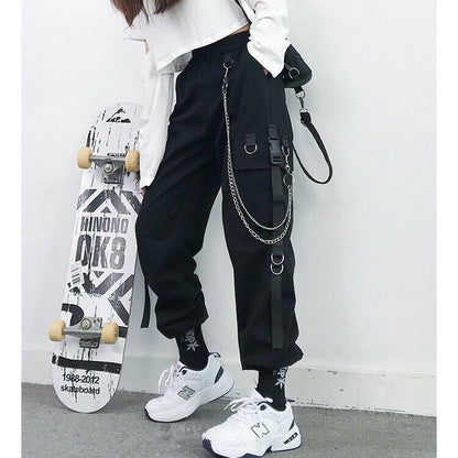 Women Cargo Pants Harem Pants Fashion Punk Pockets Jogger