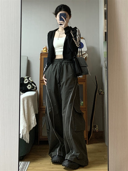 Vintage Cargo Track Pants Women Casual Oversized Y2k Sweatpants Trousers