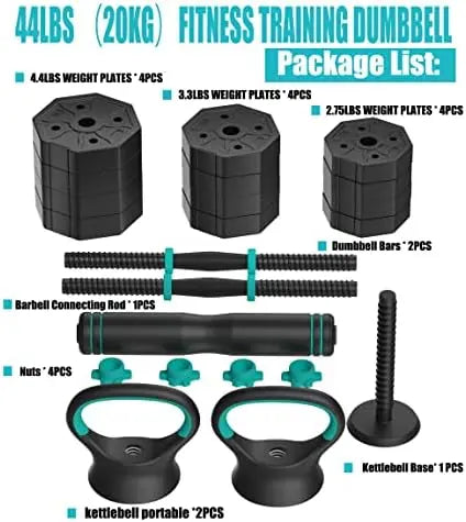 Dumbbells Weights Set 20/22/44Lb, 3 in 1 Free Weights Barbells - My Store