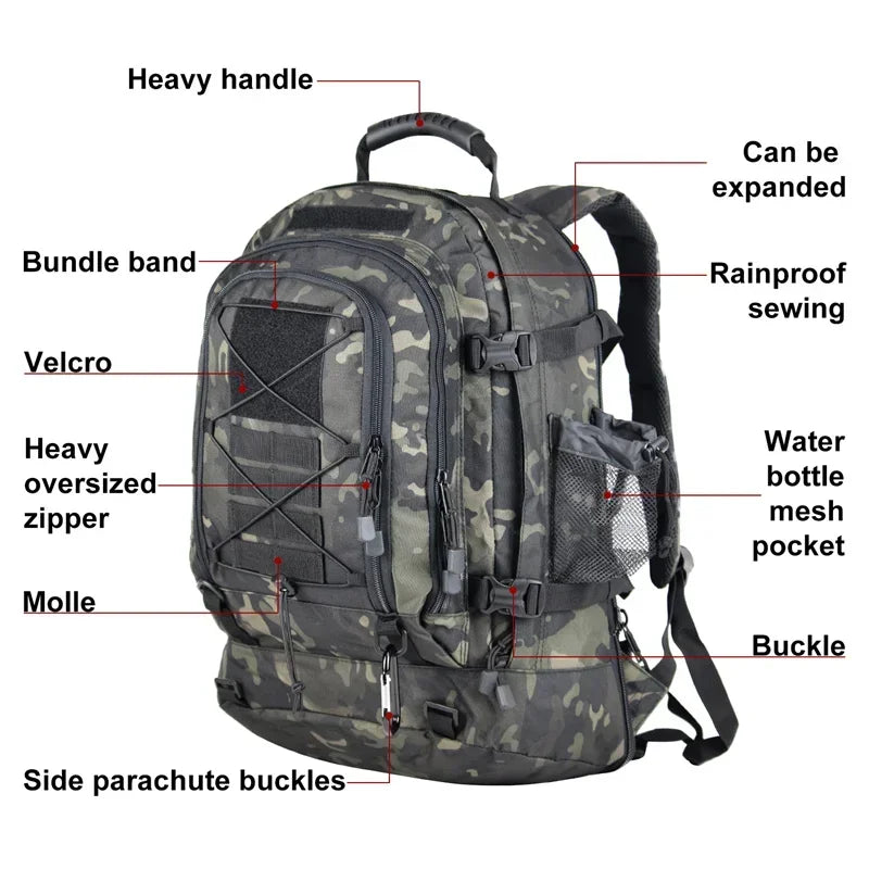 ARMY 60L Military Tactical Backpack Army Hiking - My Store