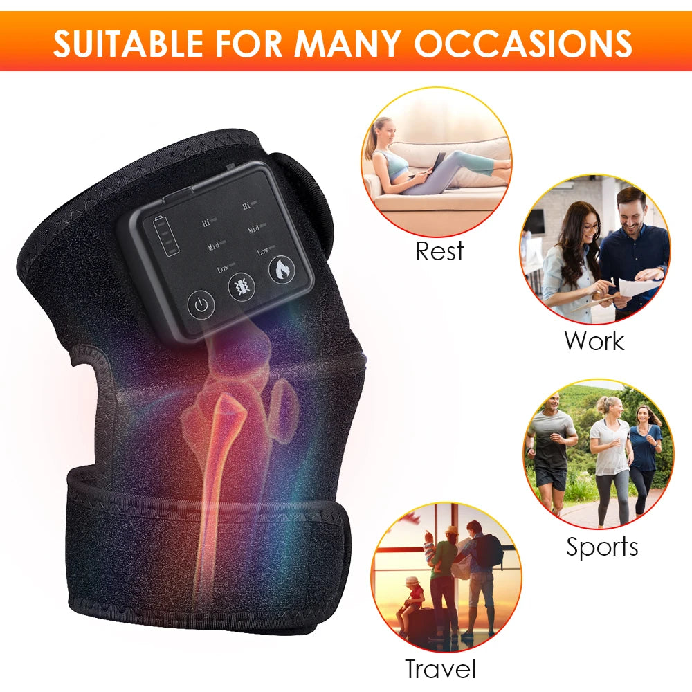 Electric Heating Knee Massager Far Infrared Elbow Knee Pad Vibration Massage Pain Relief - My Store