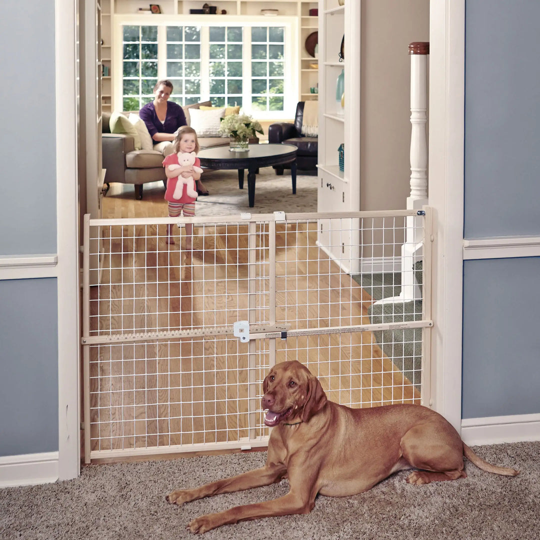 Baby Safety Gate Wire Mesh Lightweight with Wood Frame