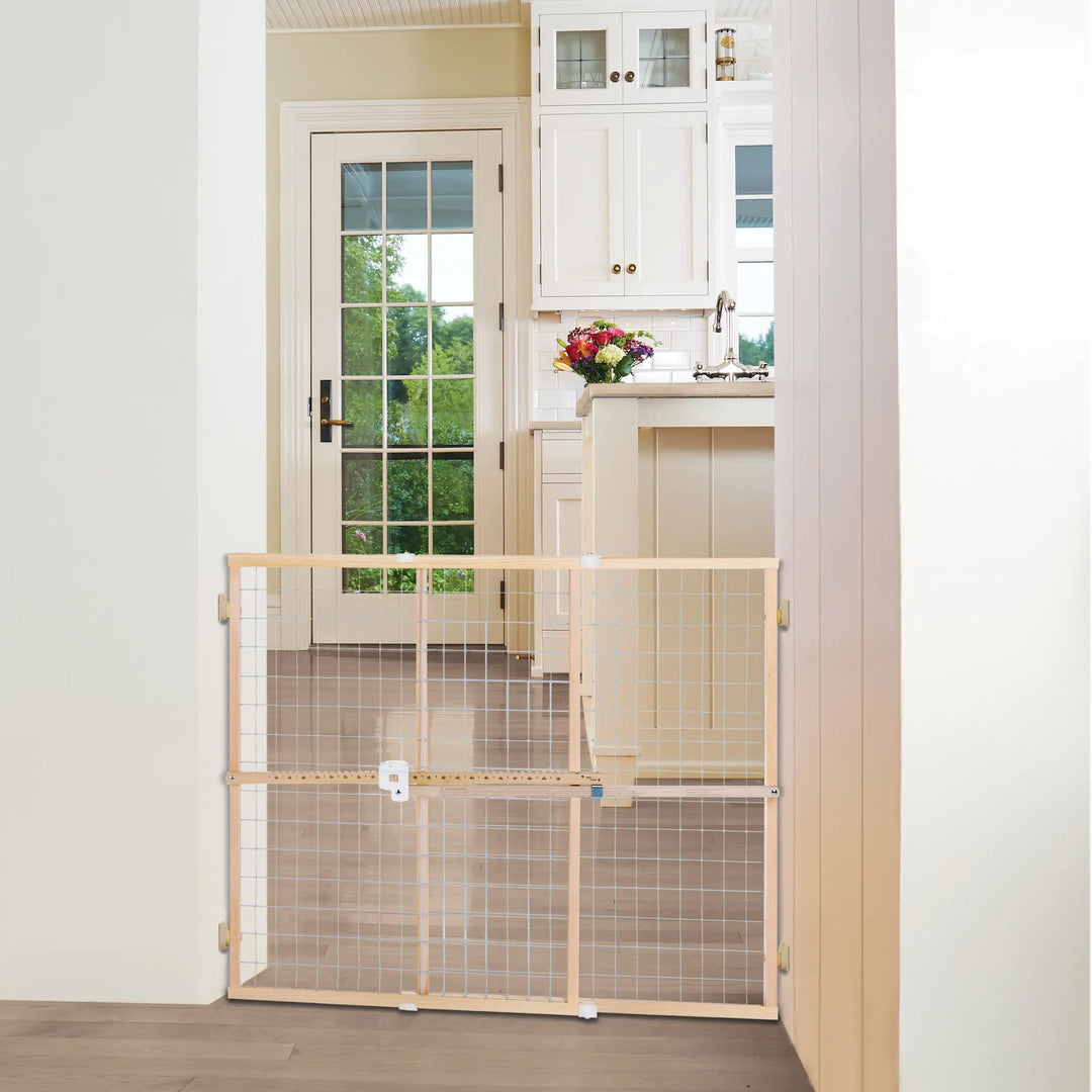 Baby Safety Gate Wire Mesh Lightweight with Wood Frame