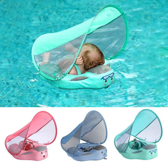 Baby Pool Float with Canopy Baby Swim Ring   Sun Canopy - My Store