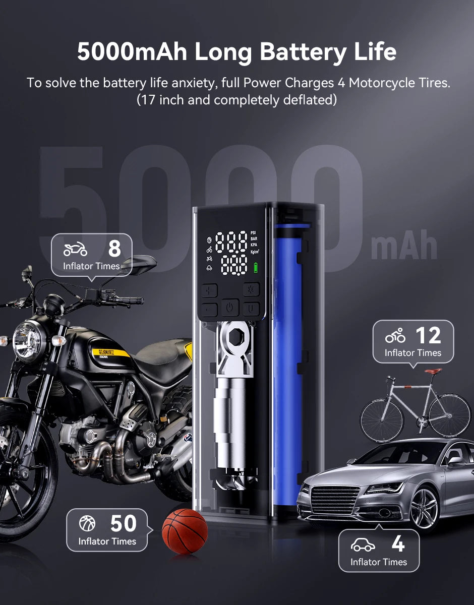 Lexin P5 Smart Air Pump  for Motorcycles Tire Inflator