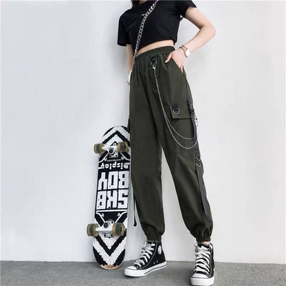 Women Cargo Pants Harem Pants Fashion Punk Pockets Jogger