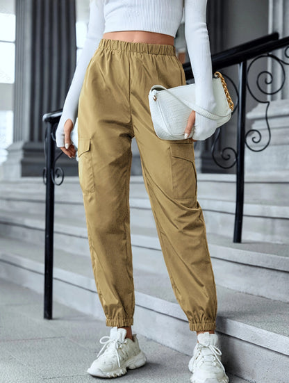 New Cargo Pants Fashion Casual Multi-pocket Elastic Waist Pencil Pants For Women