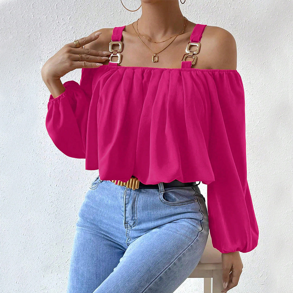 Women's Lantern Sleeve Loose Crop Top